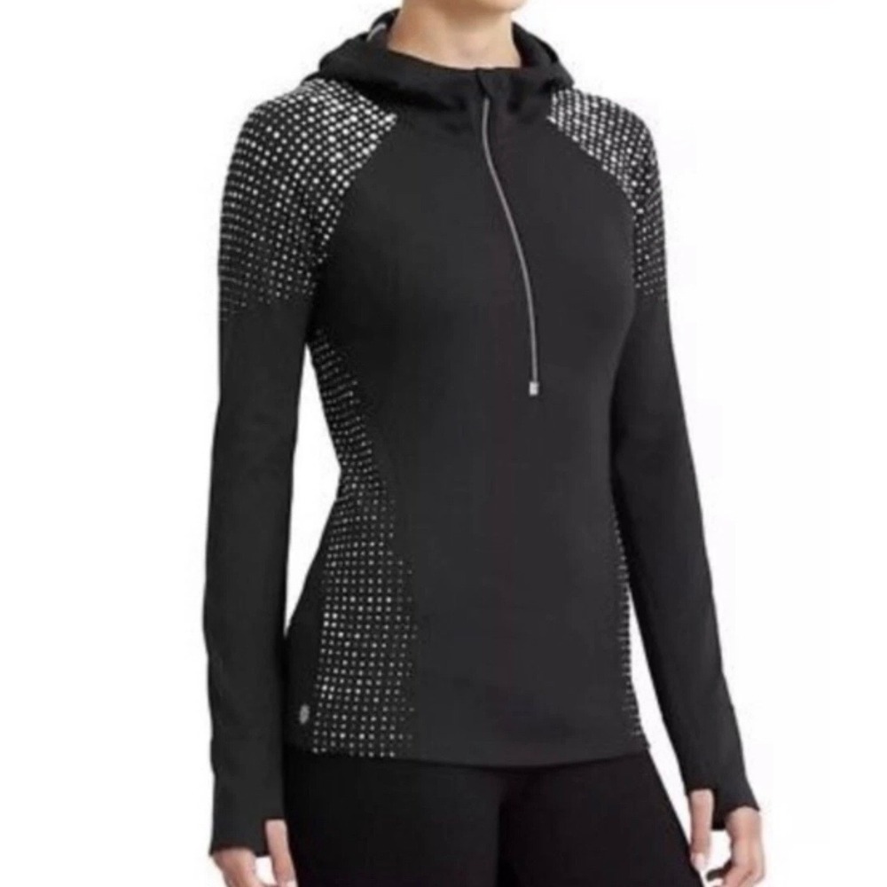 Athleta Running Wild 2.0‎ Womens Black Athletic Half Zip Hoodie Running Size M